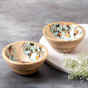 Ensaladeras rústicas de madera con diseño de impresión vintage Tamaños grandes y pequeños para uso en fiestas - Product Image 1