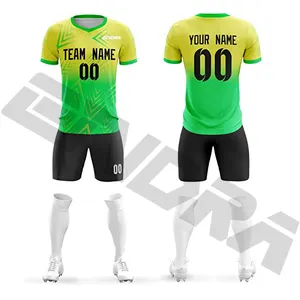 Wholesale Buy Sports Training Custom Yellow Adult Mens Quick Dry Football Jersey Short Sleeve Soccer Uniform