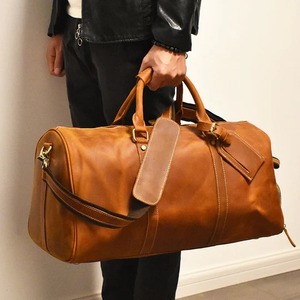 Bolsa de viaje de fitness grande vintage personalizada para hombre, resistente, de cuero ecológico, portátil con cierre de cremallera - Product Image 3
