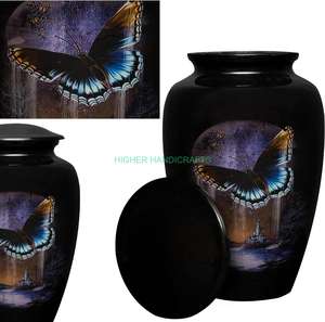 Urnes funéraires Butterfy en métal noir bleu pour cendres humaines Urnes de crémation commémoratives pour adultes Urnes funéraires Fournitures - Product Image 4