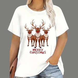 メリークリスマススノーマンTシャツカスタムメイドカジュアルルーズフィットOネッククイックドライ & 通気性