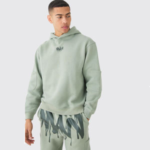 Alta calidad 100% algodón francés Terry pantalones de chándal acampanados recortada con capucha conjunto de chándal de gran tamaño de invierno de peso pesado de talla grande - Product Image 3