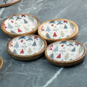 Sous-verres ronds en bois naturel de haute qualité avec sous-verres en bois uniques imprimés d'arbre de vacances pour les boissons du Vietnam - Product Image 4