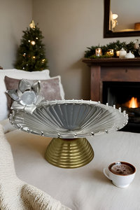 Plato de Metal decorativo de estilo americano de lujo con soporte Patrón sólido Forma irregular Fiestas Vajilla Plato - Product Image 3