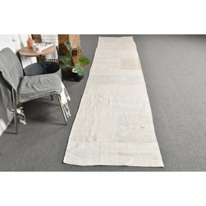 Tapis Turc Vintage 27x125ft Minimaliste Beige Chef-d 'œuvre Grande Surface Laine Patchwork Abstrait Rectangle Latex Couloir Chambre - Product Image 5
