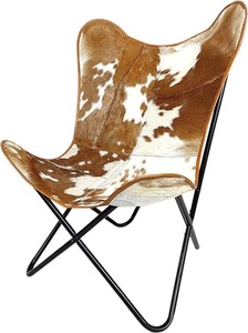 แฮนด์เมด bkf เก้าอี้หนังวัวลายผีเสื้อผ่อนคลายหนังวัวอินเดียของแท้สำหรับกลางแจ้งหรือห้องนอนใช้พักผ่อน - Product Image 2