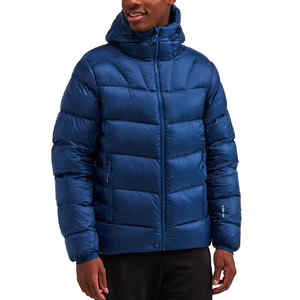 Manteaux à bulles chauds et brillants à manches longues, poches zippées solides, doudoune régulière d'hiver pour hommes, toile devant remplie de coton. - Product Image 4