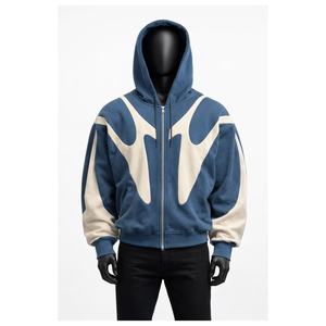 Sudadera con capucha extragrande para hombre, con bloques de color y cremallera completa, estilo urbano, con paneles en contraste, de forro polar grueso y mezcla de algodón. - Product Image 1