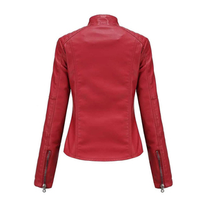 Chaqueta de cuero con cierre de cremallera para mujer, prendas de vestir exteriores de moda de manga larga, ideal para otoño, atuendo informal y actividades diarias personalizadas - Product Image 2