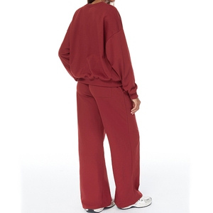 Ensemble de survêtement pour femme avec pantalon évasé taille haute, tenue décontractée athlétique pour l'automne et l'hiver, pour la course à pied, la salle de sport, respirant, short uni à l'avant - Product Image 2