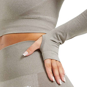 Nuevas camisetas cortas de manga larga con cuello redondo sin costuras para mujer de verano, camisetas de entrenamiento para gimnasio, camisetas ajustadas de secado rápido para mujer - Product Image 4