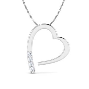 Colgante en forma de corazón de plata de ley 925 de oro con corte brillante redondo, regalo de fiesta de diamantes cultivados en laboratorio, joyería romántica - Product Image 1