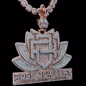 10K Gold Plated Best Quality 925 Sterling Silver VVS <b>Moissanite</b> Christian Pendant Lottas Letter Custom Clasp Hip Hop <b>Jewelry</b> - Product Image 2