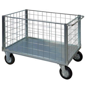 4-Sided Painted PP Mesh Platform with 4 Swivel Wheels 2 Brakes for <b>Transport</b>-Steel Rubber Swivel Caster Type - Product Image 1