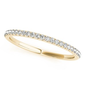 14k Yellow Gold 23-Stone Prong Set Diamond Accented Semi Eternity Wedding <b>Band</b> 0.13ct Women's <b>Ring</b> - Product Image 2