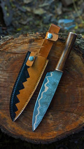 El mejor cuchillo de cocina hecho a mano, hoja de acero de Damasco de cobre, mango de madera con cubierta, regalo de Navidad de aniversario, regalo de boda. - Product Image 2