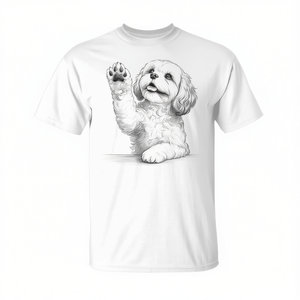 T-shirt grafica Cavachon Dog Raising Paw, abbigliamento promozionale unisex in cotone per adulti, girocollo, manica corta - Product Image 3