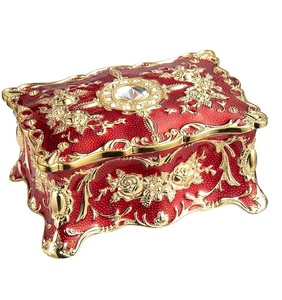 Red and Silver Finished Luxury Design Hand Made Metal Decorative Jewellery <b>Box</b> for <b>Rings</b> Necklace & Pendant at Wholesale Price - Product Image 1