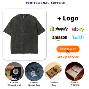 Camiseta con estampado DTG personalizado de 250Gsm con lavado ácido, ropa de calle de punto de algodón 100% desgastada, patrón sólido de gran tamaño - Product Image 6