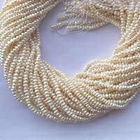 Perles de boutons d'eau douce de couleur crème naturelle de 4mm, brin de pierres précieuses en gros, fournisseur de bijoux, prix de fabrication, vente de bricolage