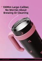 Nouvelle tasse isotherme en acier inoxydable noir et rose pour thé glacé, grande capacité avec poignée et paille, 40 oz, pour voiture