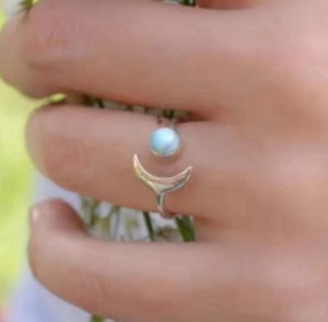 Fabriqué à la main 925 Sterling Silver Fine Rings Heart Shape Larimar Gemstone Bezel Set 8MM Ring For Anniversary Gift For Her - Product Image 4