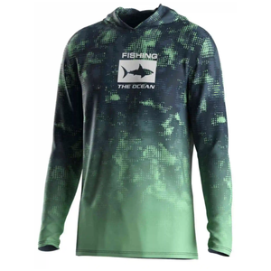 เสื้อฮู้ดสำหรับใส่ตกปลาแบบสั่งตัดตามแบบซับลิเมชันเต็มรูปแบบ UPF 50 + ป้องกันแสงแดด - Product Image 4