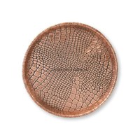 Revêtement en poudre de couleur verte avec bords plaqués or Grand plateau de service à texture martelée en métal de forme ronde design