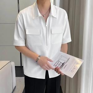 Prima de algodón sólido ODM personalizado tejido de punto de talla grande casual para camisas de los hombres - Product Image 3