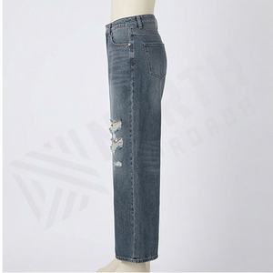 กางเกงยีนส์แฟชั่นลำลองผู้หญิง ผ้าฝ้าย ลุคทำสีซีดแบบ Destroy Wash คุณภาพพรีเมียม สีสันปรับแต่งได้ ระบายอากาศดี มีสไตล์ เหมาะกับแฟชั่นสตรีท - Product Image 2