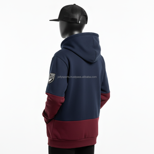<b>Women</b> 320GSM Cotton Polyester <b>Zipper</b> Hoodie Navy and Maroon Color Block Soft Fleece Custom Logo Embroidery <b>zipper</b> basics <b>hoodies</b> - Product Image 5