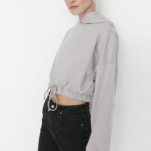 Sudadera personalizada al por mayor cropped Top sudaderas con capucha de lana mujer de impresión de algodón liso crewneck cropped HOODIE mujeres - Product Image 2