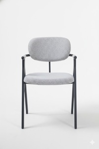 Chaise de salle à manger rembourrée moderne YAKUT, avec accoudoirs, assise en tissu, pieds en métal robustes, style scandinave, restaurant/café - Product Image 3