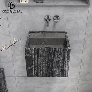 Lavabo de Pared de Mármol Lunar Elegante y Personalizable, Accesorio de Baño Estilo Granja con Toallero Integrado, Diseño Natural Atemporal - Product Image 5