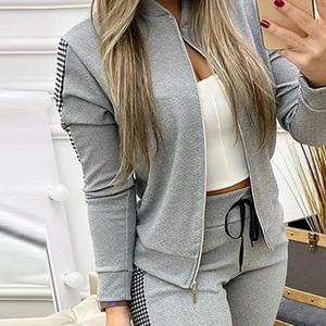 Traje de dos piezas para mujer, traje de invierno, conjunto de pantalones con capucha de 2 piezas con cremallera, estilo Fly, chándal para mujer - Product Image 4