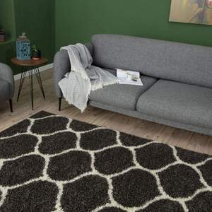 พรมขนสัตว์เทียมสีเทาเข้มสไตล์โมร็อกโก 640-Tufted ขนกระต่ายเทียม สำหรับห้องนั่งเล่น พรมรูปทรงสี่เหลี่ยมคลาสสิก ตกแต่งทางเดิน ห้องนอนวัยรุ่น - Product Image 6