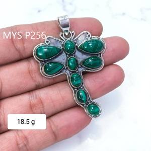 Pendentifs en argent faits à la main, accessoires en pierre de malachite, bijoux fins, prix de gros, pendentifs - Product Image 1