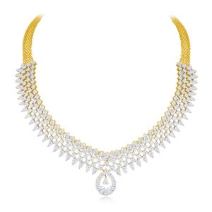 Conjunto de Collar Aaliyah de Oro Amarillo de 14 Quilates con Diamantes Delicados para Bodas y Eventos Especiales - Product Image 2