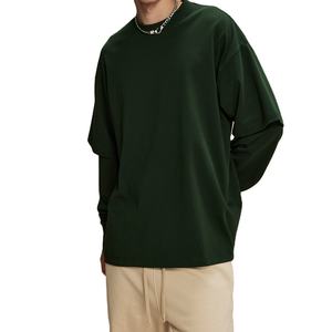 T-shirt pour homme 100% coton coupe ample à manches longues imprimé à double manche avec logo personnalisé - Product Image 2