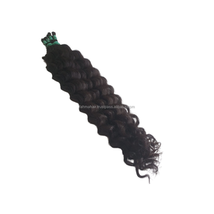 Extensiones de cabello Remy alineadas con cutícula de onda profunda Natural 100%, la mejor calidad, humano virgen indonesio, sin enredos, Color negro Natural - Product Image 1