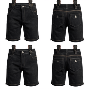 Pantalones Cortos Bávaros de Gamuza Negra Genuina para Hombre, Pantalones Cortos de Cuero Tradicionales Bordados para Oktoberfest, Fabricante Mayorista OEM - Product Image 2