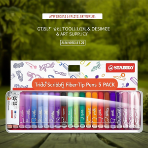 Stylos à pointe fibre STABILO Trio Scribbi, lot de 5, pour l'artisanat et les fournitures artistiques - Product Image 3