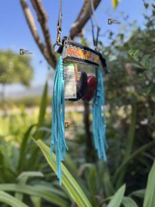 Sac à main transparent à franges de créateur, élégant, en cuir sculpté à la main, couleur turquoise tournesol, pour femmes - Product Image 3