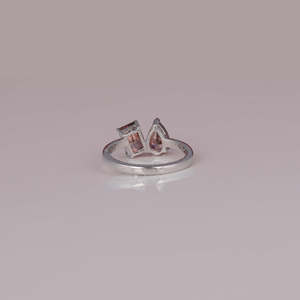 Luxury Two Stones Pear Radiant Cut Diamond Ring Custom Lab Grown Diamond 14K <b>Solid</b> Gold Fine Jewelry Gift for Women New Look - Product Image 3