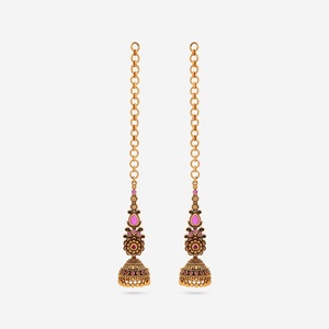 Boucles d'oreilles pendantes cloche de mariage vintage antique, tendance, plaqué or, 33g, alliage de zinc avec perle, pour femme 188707 - Product Image 1