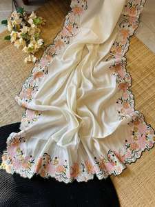 Calidad de exportación Diseñador de boutique indio Ropa étnica Bordado Sari de seda Último Sari exclusivo para ropa de fiesta de aspecto étnico elegante - Product Image 3