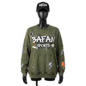 Sweat-shirt pour femme, effet délavé soleil, coton lourd, polaire en polyester, lavage vintage, toucher doux, logo imprimé personnalisé, sweat-shirts respirants pour femme - Product Image 6