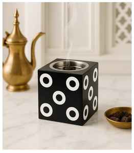 Brûleur de Bakhoor en résine d'acacia fait à la main de luxe avec incrustation de motif de diamant pour la décoration de la maison religieuse du Ramadan porte-encens - Product Image 6