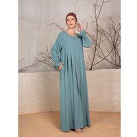 Ensemble Abaya 2 pièces en polyester léger de qualité supérieure, coupe ample, longueur au sol, pour femmes, avec Hijab Khimar monocouche pour la prière