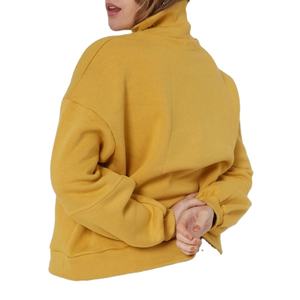 Sweat surdimensionné en molleton de coton décontracté pour femmes avec col montant pull à manches longues pour l'hiver automne Position du logo avant - Product Image 2